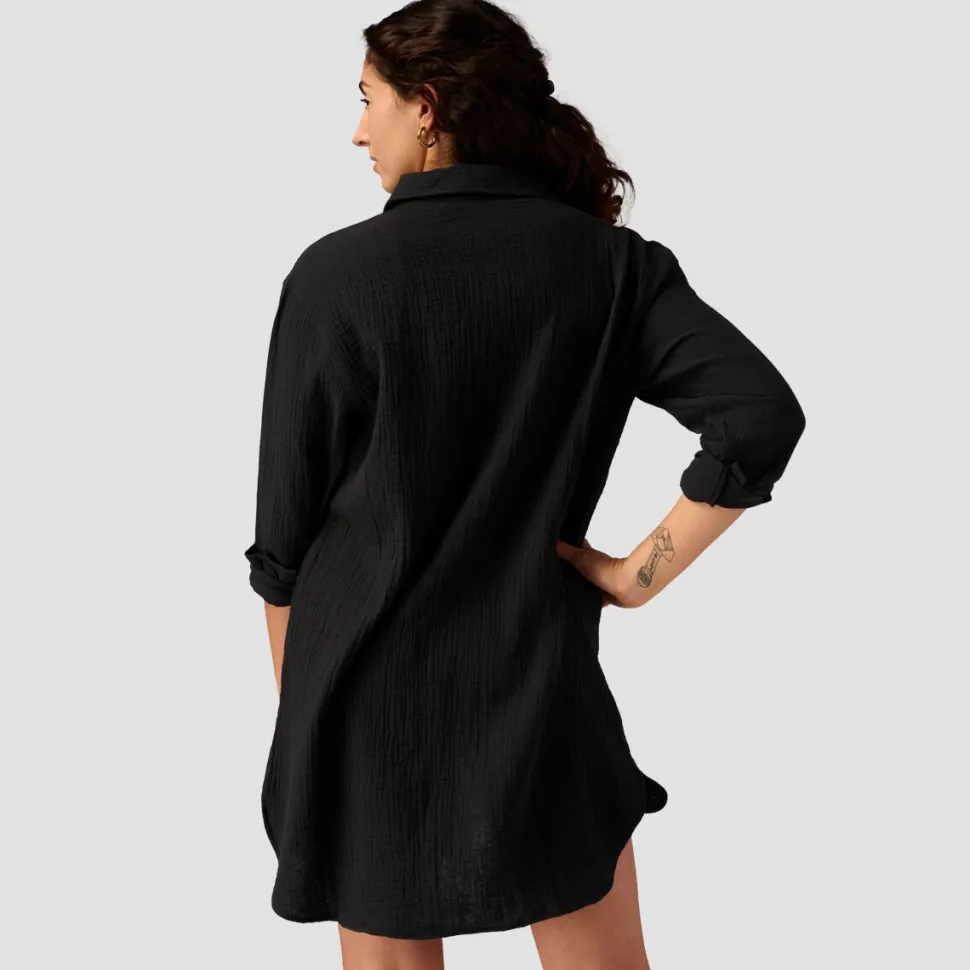 Long Cotton Gauze Long-Sleeve Button-Down - Women's