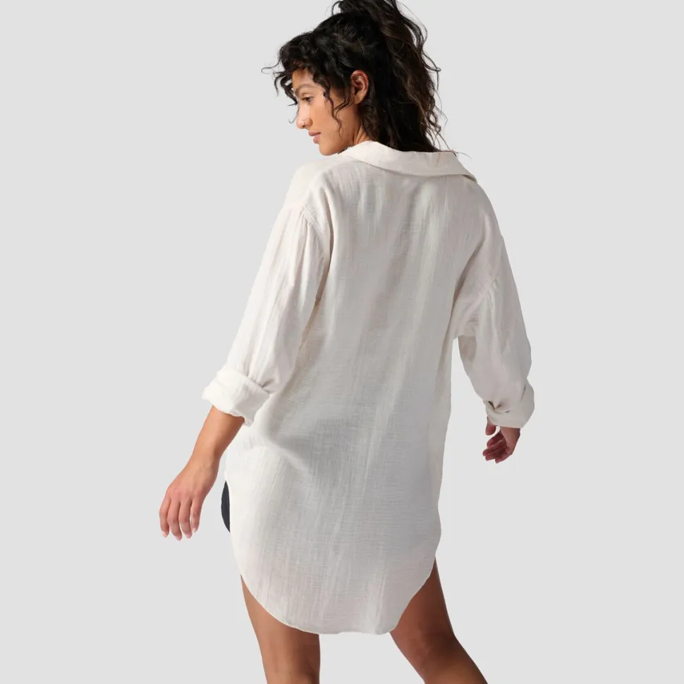 Long Cotton Gauze Long-Sleeve Button-Down - Women's