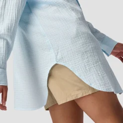 Long Cotton Gauze Long-Sleeve Button-Down - Women's