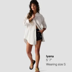 Long Cotton Gauze Long-Sleeve Button-Down - Women's