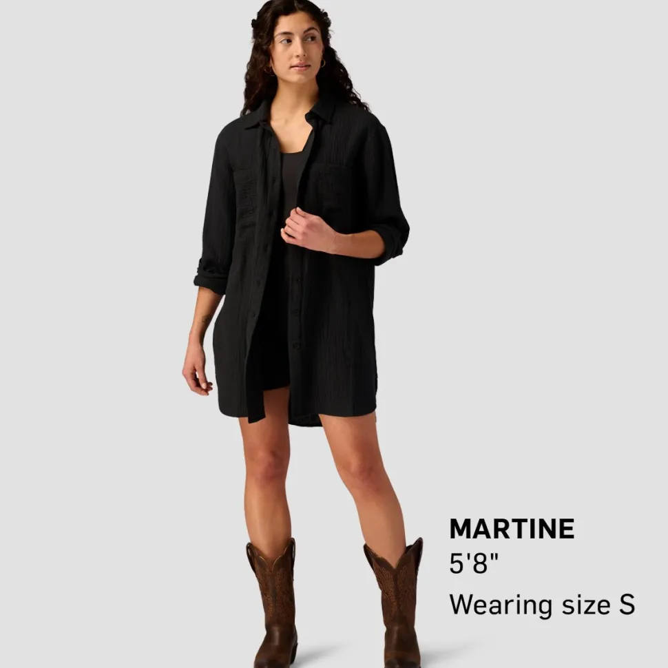 Long Cotton Gauze Long-Sleeve Button-Down - Women's