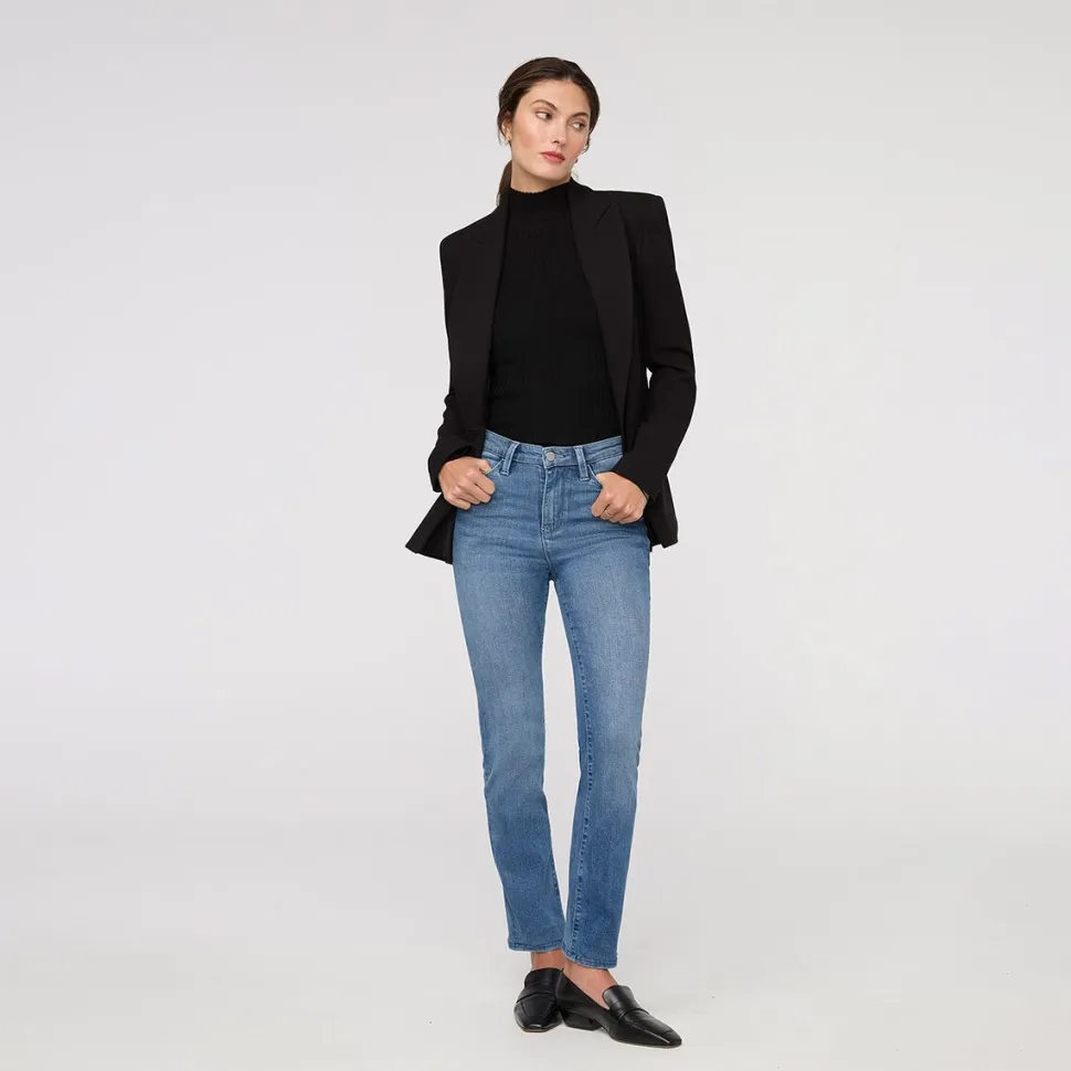 No Sweat Denim High Rise Slim Straight Pant - Women's