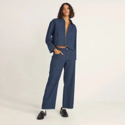 Pinstripe Cropped Jacket - Women's
