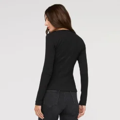 Ribbed Pima Fitted Button Down Top - Women's