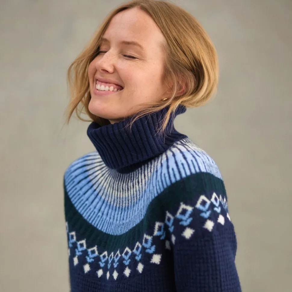 Supersoft Waffle Fair Isle Turtleneck Sweater - Women's