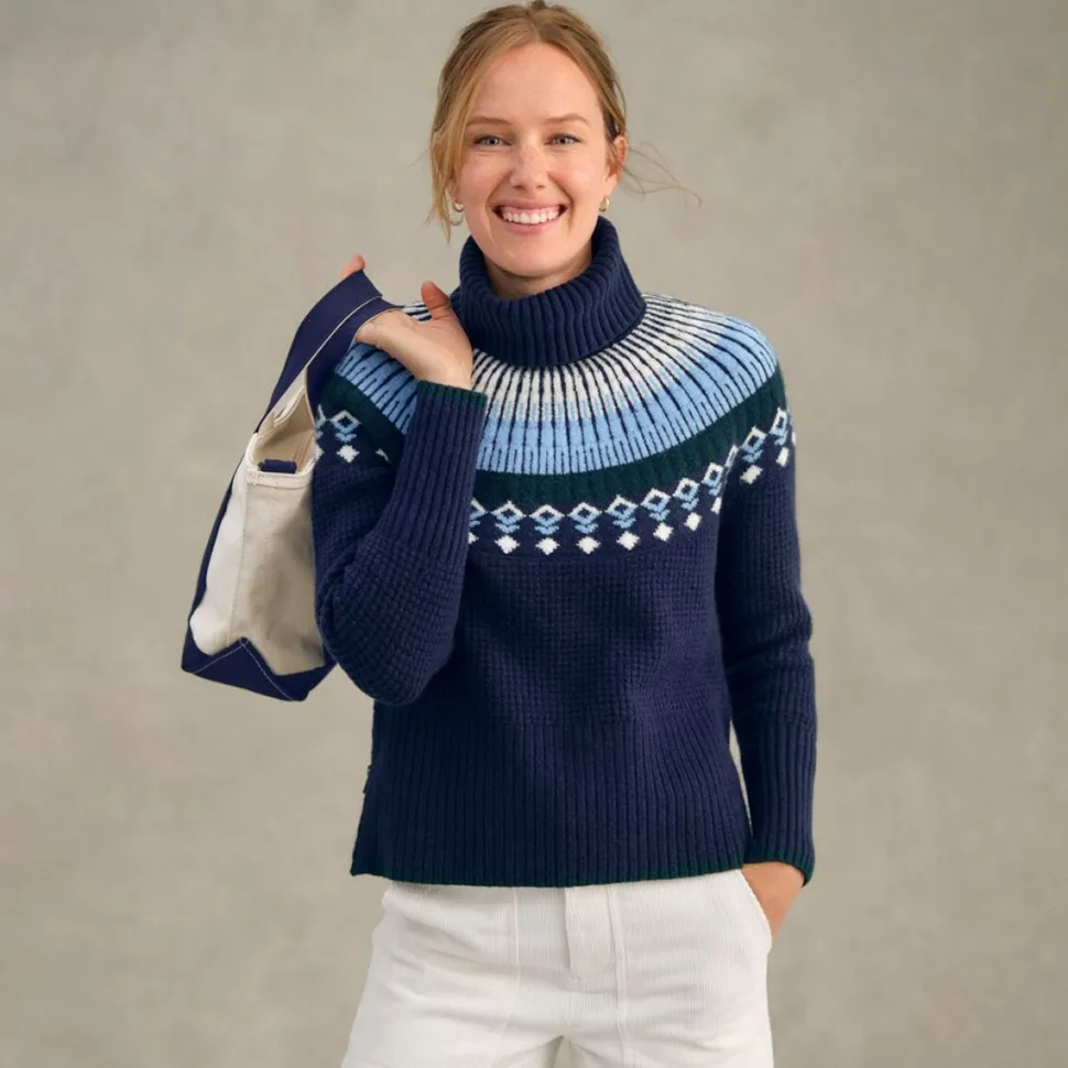 Supersoft Waffle Fair Isle Turtleneck Sweater - Women's