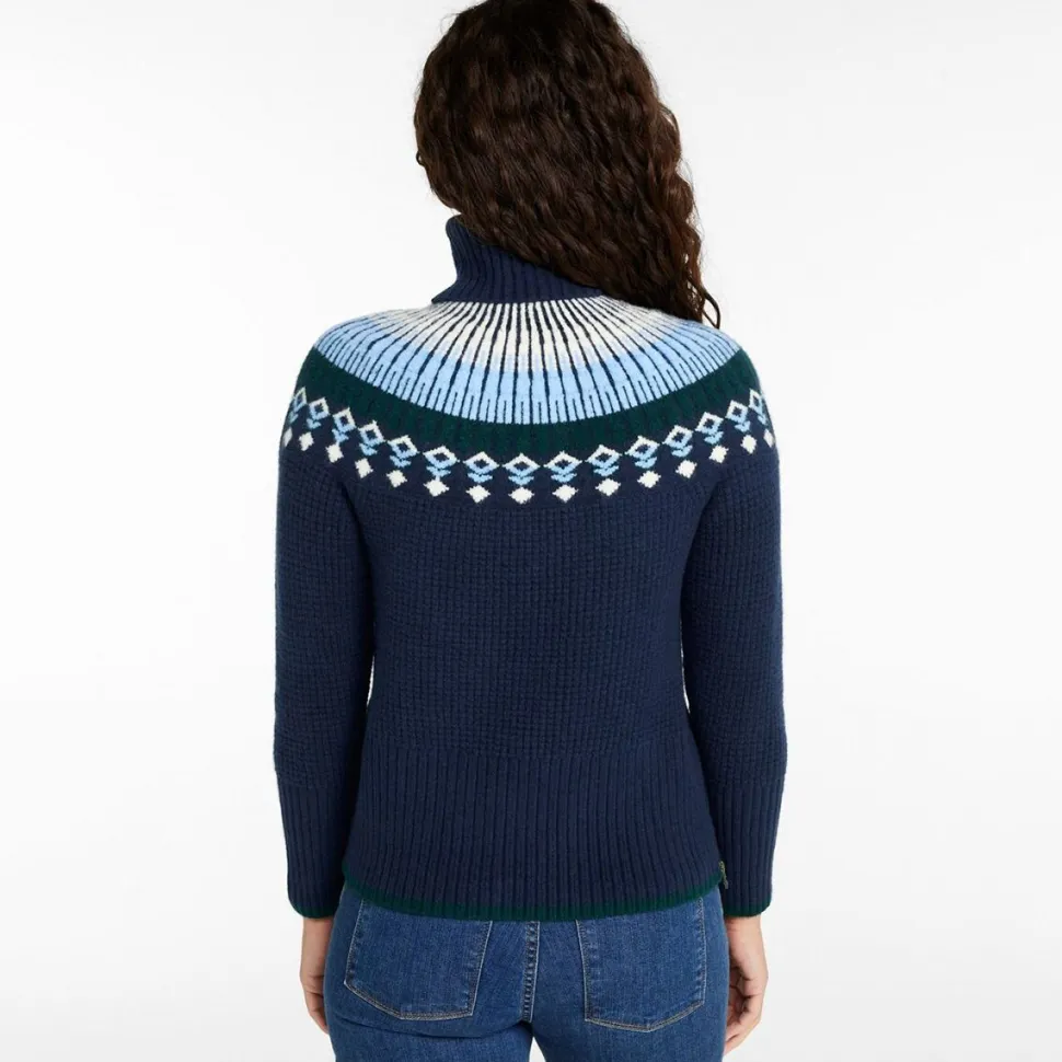 Supersoft Waffle Fair Isle Turtleneck Sweater - Women's