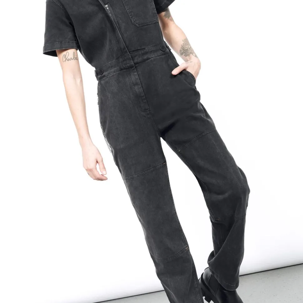 The Essential Short-Sleeve Denim High Waisted Coverall