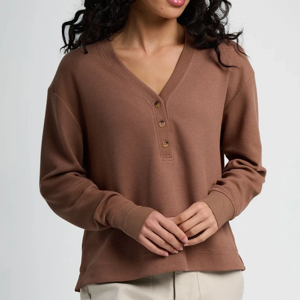 Waffle Long-Sleeve Henley Top - Women's