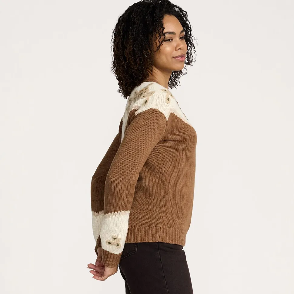 Western Floral Henley Sweater - Women's
